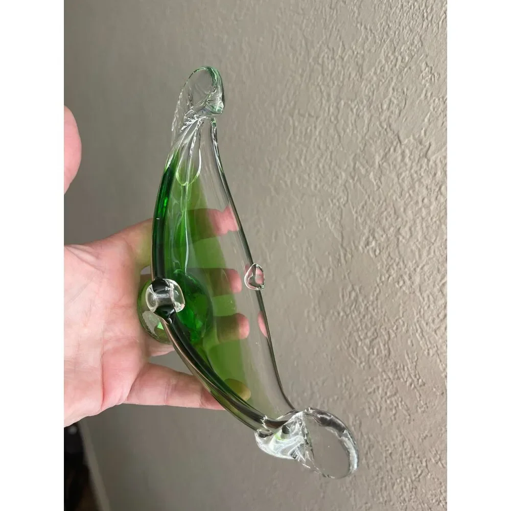 MURANO Art Glass ~ GONDOLA BOAT ~ Green Vintage Italy Italian Fine Handmade Scul